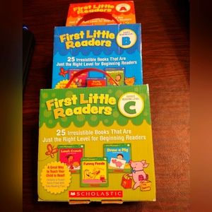 First Little Readers boxed 25 piece sets by Scholastic, Levels A, B, C.